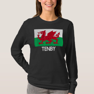 Tenby Wales Welsh Flag Baner Y Draig Goch T-shirt