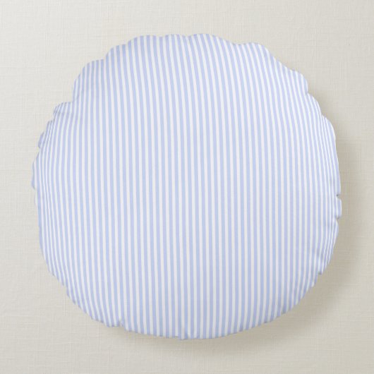 Tender Baby Blue Bleek Sky Blue and White Stripe Rond Kussen (Voorkant)