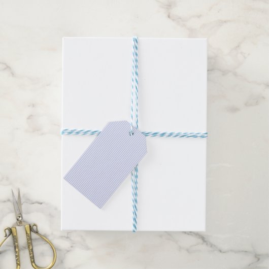 Tender Baby Blue Pale Sky Blue and White Stripe Cadeaulabel (Met Touw)
