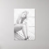 Tender Black Halftone Effect Sitting Girl Canvas Afdruk (Voorkant)