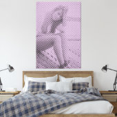 Tender Black & Lila Halftone Effect Sitting Girl Canvas Afdruk (Insitu (Slaapkamer))