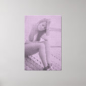 Tender Black & Lila Halftone Effect Sitting Girl Canvas Afdruk (Voorkant)