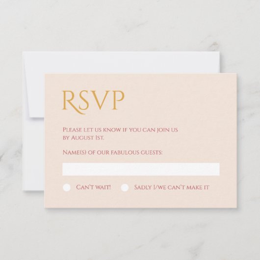 Tender blush en gold Response Kaart (Voorkant)