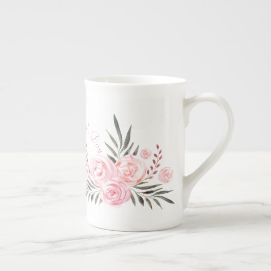 Tender Blushing Rozen Gepersonaliseerde Bone China Porselein Kop (Rechts)