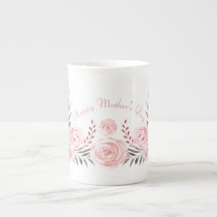 Tender Blushing Rozen Personalized Bone China Mok