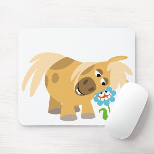 Tender Cartoon Pony en Flower Mousepad Muismat (Met muis)