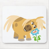 Tender Cartoon Pony en Flower Mousepad Muismat (Voorkant)