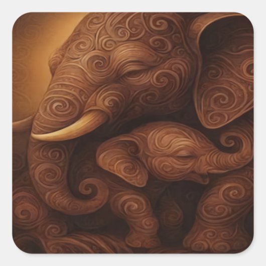 Tender Elephants  Vierkante Sticker (Voorkant)