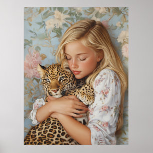 Tender Embrace met luipaard Poster