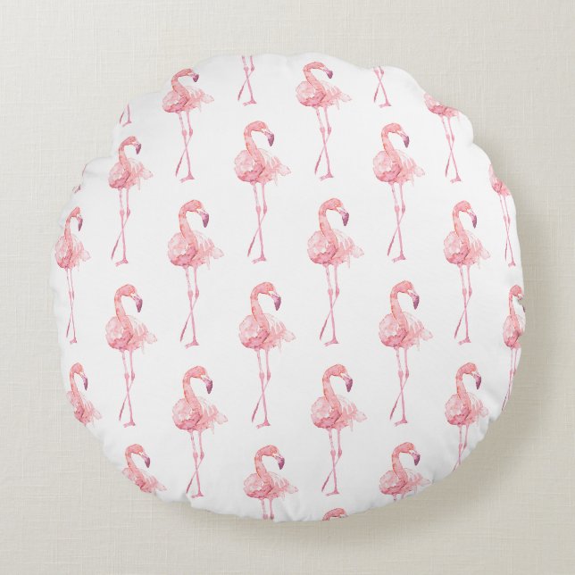 Tender Flamingo Serie Ontwerp 2 Rond Kussen (Voorkant)