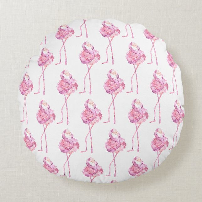 Tender Flamingo Serie Ontwerp 3  Rond Kussen (Voorkant)