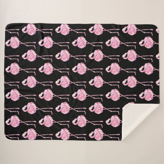 Tender Flamingo Series Design 3 Fleece Blanket Sherpa Deken (Voorkant (horizontaal))