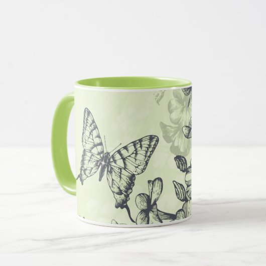 Tender Green Butterflies Mok (Voorkant links)