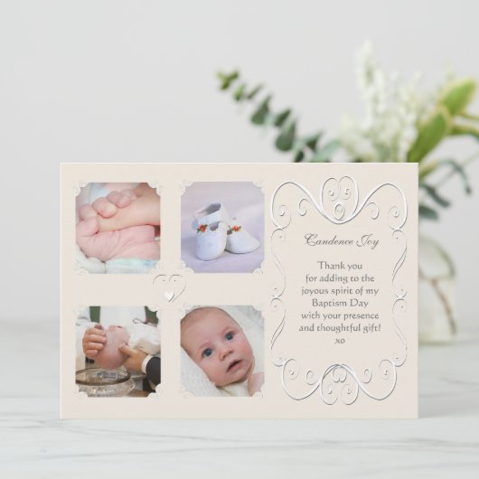 Tender Heart 4 Foto Aangepast Bedankkaart (Staand voorkant)