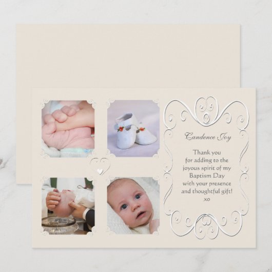 Tender Heart 4 Foto Aangepast Bedankkaart (Voorkant / Achterkant)