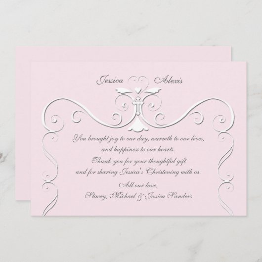 Tender Heart Pink Religieuze Hartelijk dank Bedankkaart (Voorkant / Achterkant)