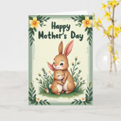Tender Konijn Moederdagkaart Kaart (Gele Bloem)