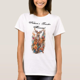 Tender Moment van de natuur: Moeder en Fawn in Blo T-shirt
