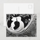 Tender Moment Wit & Zwart Silhouet Kus Briefkaart (Voorkant / Achterkant)