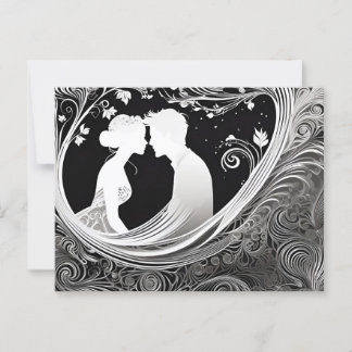 Tender Moment Wit & Zwart Silhouet Kus Briefkaart