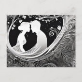 Tender Moment Wit & Zwart Silhouet Kus Briefkaart (Voorkant)