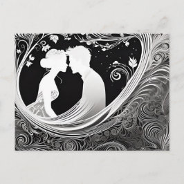 Tender Moment Wit & Zwart Silhouet Kus Briefkaart