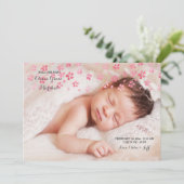 Tender Petals Foto geboorteaankondiging Aankondiging (Staand voorkant)