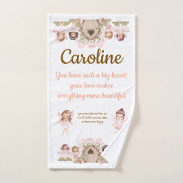 tender pink fairies salmon brown handdoek