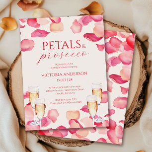 Tender Pink Petals en Prosecco Vrijgezellenfeest Kaart