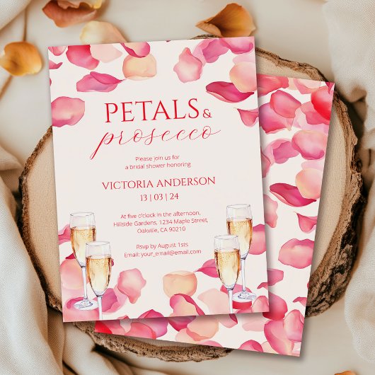 Tender Pink Petals en Prosecco Vrijgezellenfeest Kaart