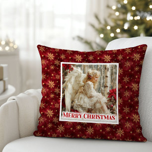 Tender Rood en Goud Victoriaanse Engel Kerstmis Kussen