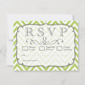 Tender schiet groene Chevron bruiloft RSVP Kaarten (Voorkant)