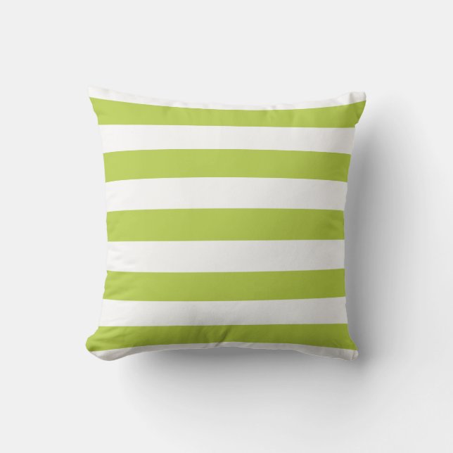 Tender Shoots Green Bold Striped Pillow Kussen (Voorkant)