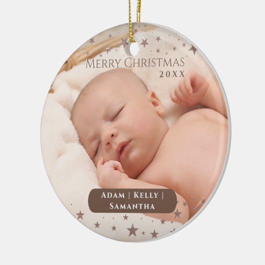 Tender Starry Kerstmis - Persoonlijke fotofeestdag Keramisch Ornament (Links)