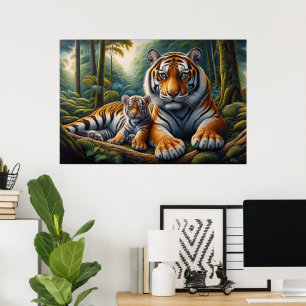 Tender Tigers Moment in Natuur Schilderen Poster