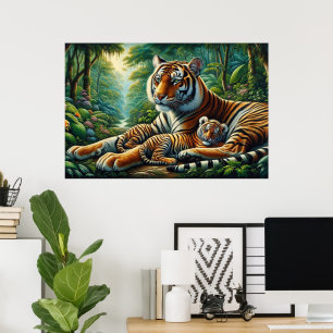 Tender Tigers Moment in Natuur Schilderen Poster