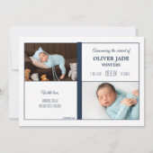 Tender Touch-fotogeboorteaankondiging Aankondiging (Achterkant)