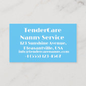 Tendercare Nanny Service Blauw & Roze Teddybeer Visitekaartje (Achterkant)