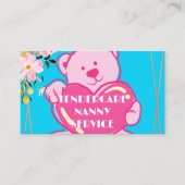 Tendercare Nanny Service Blauw & Roze Teddybeer Visitekaartje (Voorkant)