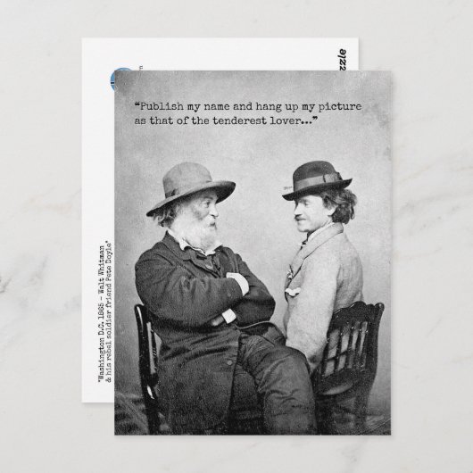 "Tenderest Lover" Walt Whitman en Peter Doyle Briefkaart (Voorkant / Achterkant)