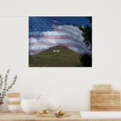 Tenderfoot Hill met Amerikaanse vlag Poster (Keuken)