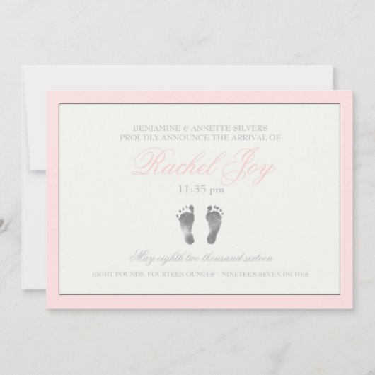 Tenderness Pink Geboorteaankondiging Aankondiging (Voorkant)