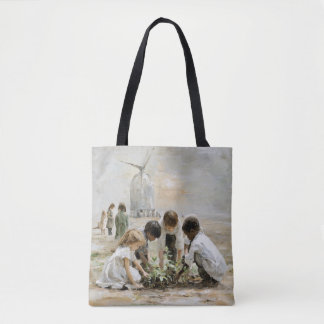 Tending Tomorrow: Kinderen in de tuin Canvas tas