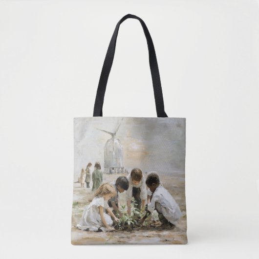 Tending Tomorrow: Kinderen in de tuin Canvas tas (Voorkant)