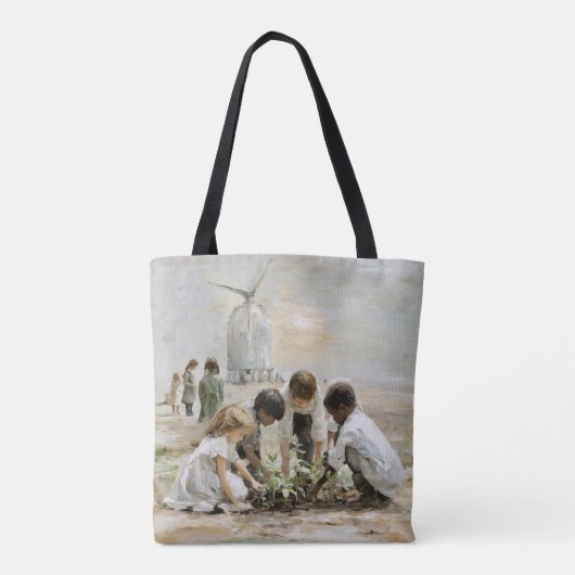 Tending Tomorrow: Kinderen in de tuin Canvas tas (Achterkant)