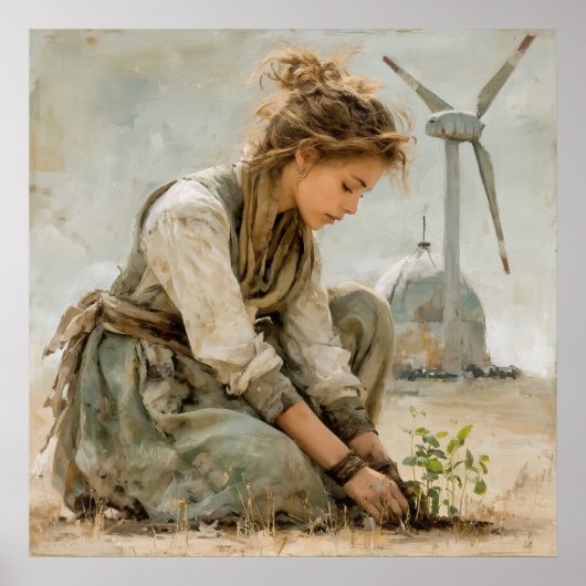 Tending Tomorrow - Vrouw met zaailingen Poster (Voorkant)