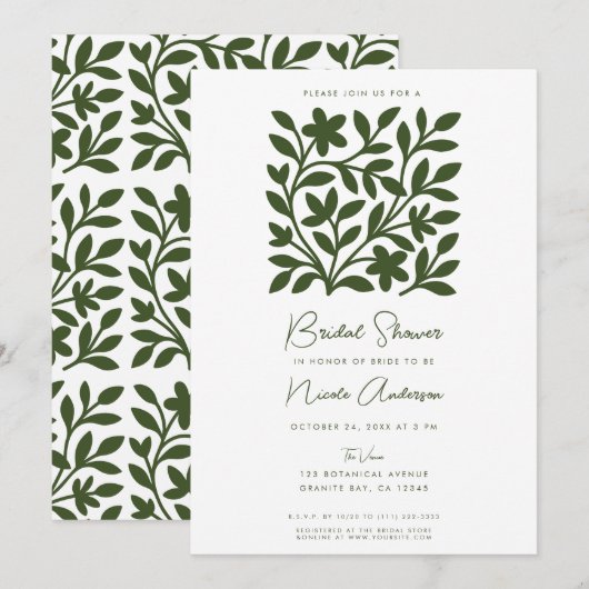 Tendril Garden Green Vine Floral Vrijgezellenfeest Kaart (Voorkant / Achterkant)