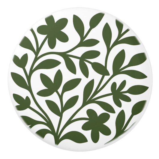 Tendril Garden Groene Wijnstok Bloembladeren Keramische Knop (Voorkant)