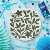 Tendril Garden Groene Wijnstok Bloembladeren Papieren Bordje (Feest)