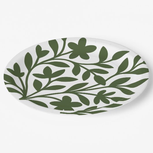 Tendril Garden Groene Wijnstok Bloembladeren Papieren Bordje (Gekanteld)